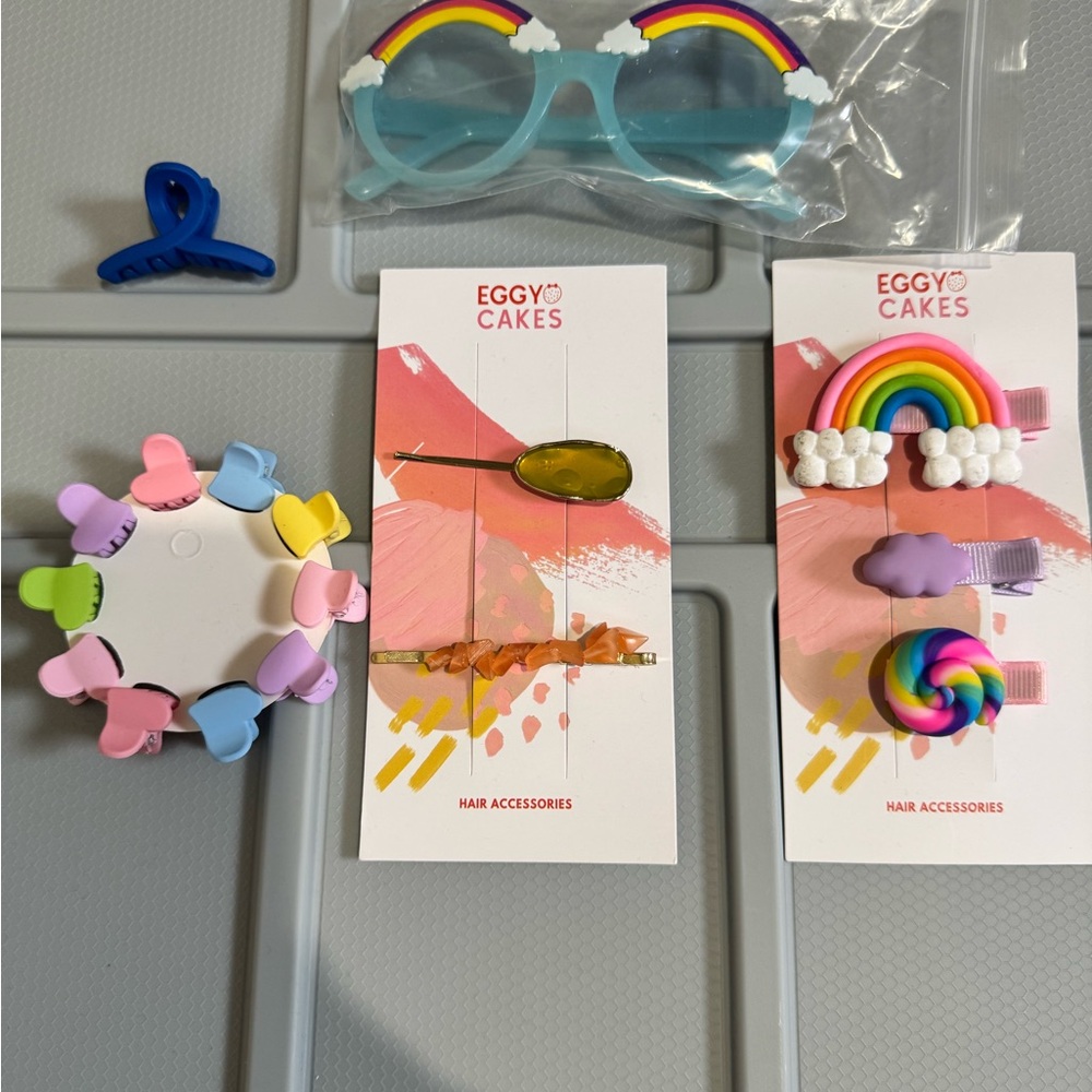 Eggy Cakes Rainbow Hair Accessories candy hair pins bday gift rainbow sunglasses